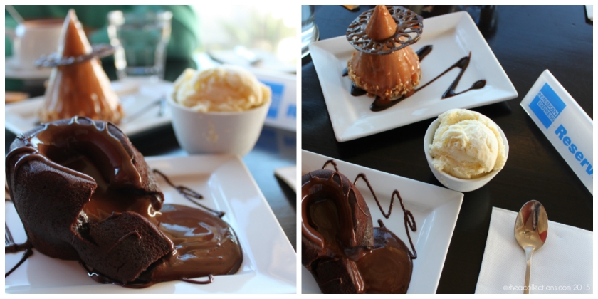 Delish deserts at Sabor In The Hunter - Chocolate Volcano (a dark chocolate dessert served warm with a choc sauce that oozes from the centre); Caramel & Hazelnut Mousse Cone